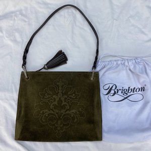 Brighton moss green suede purse